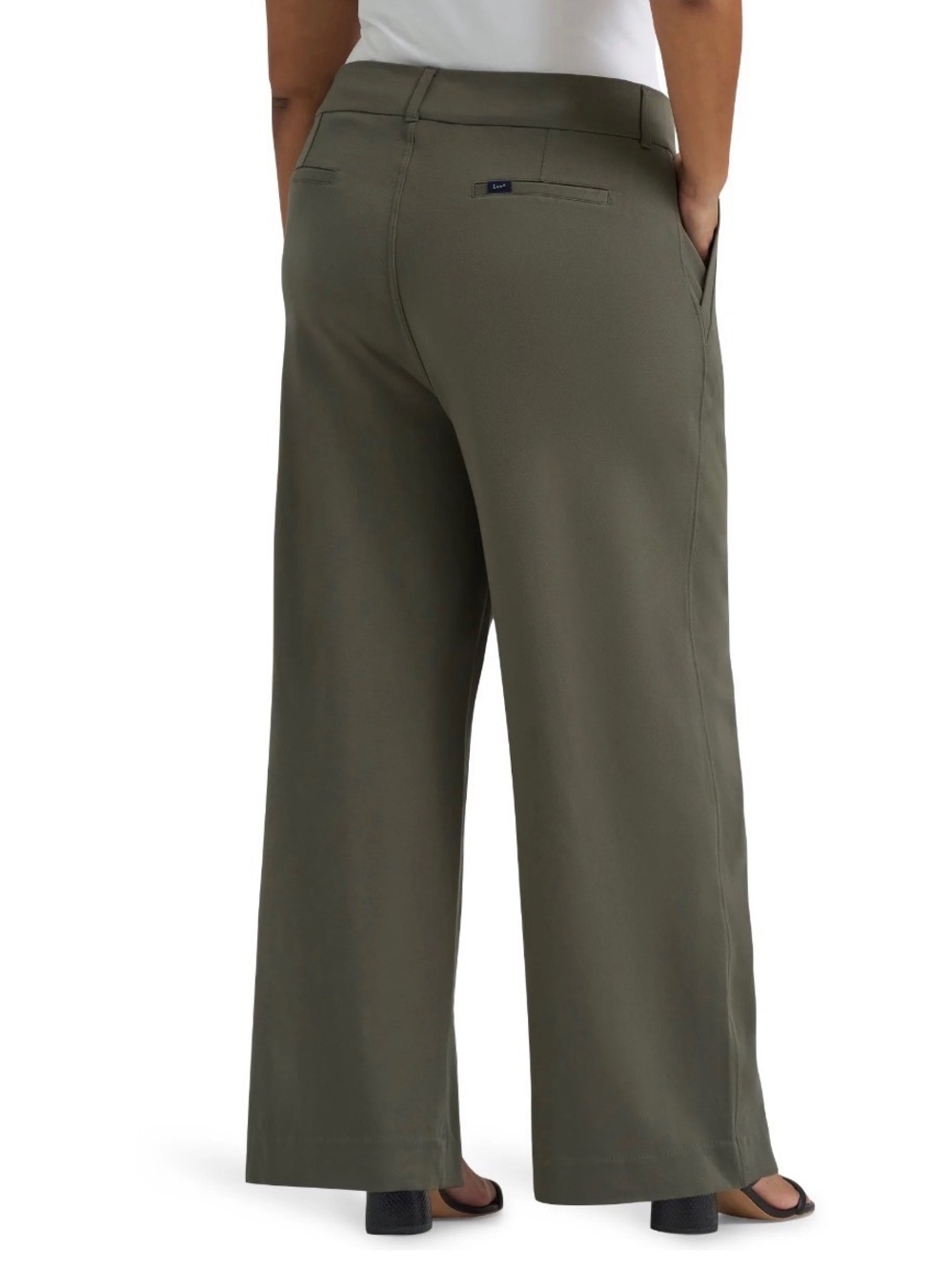 NWT Lee Plus Size 4X Olive Green High Rise Wide Leg Trouser Knit Pants